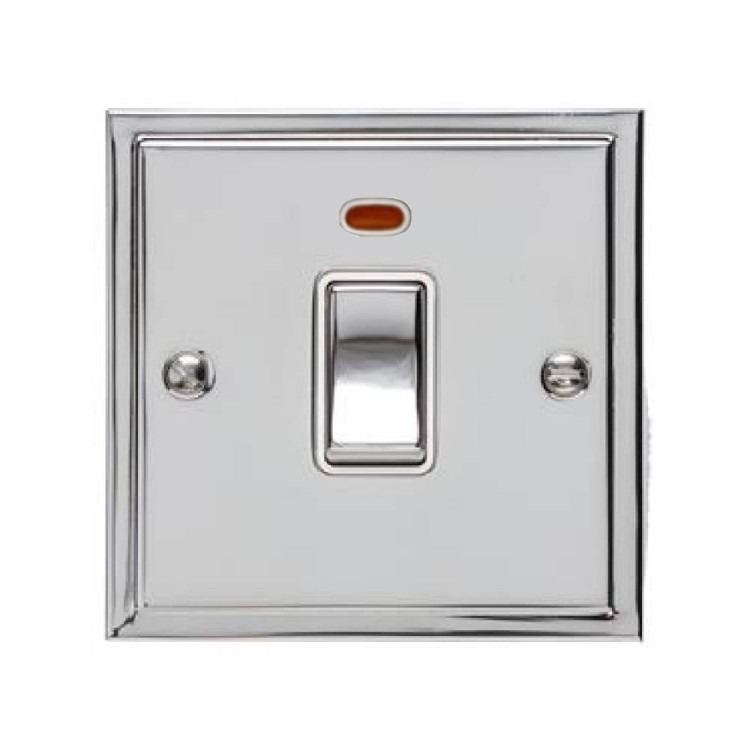 1 Gang 20a Double Pole Switch With Neon In Polished Chrome And White
